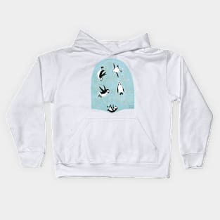 Penguins on Trampolin Kids Hoodie